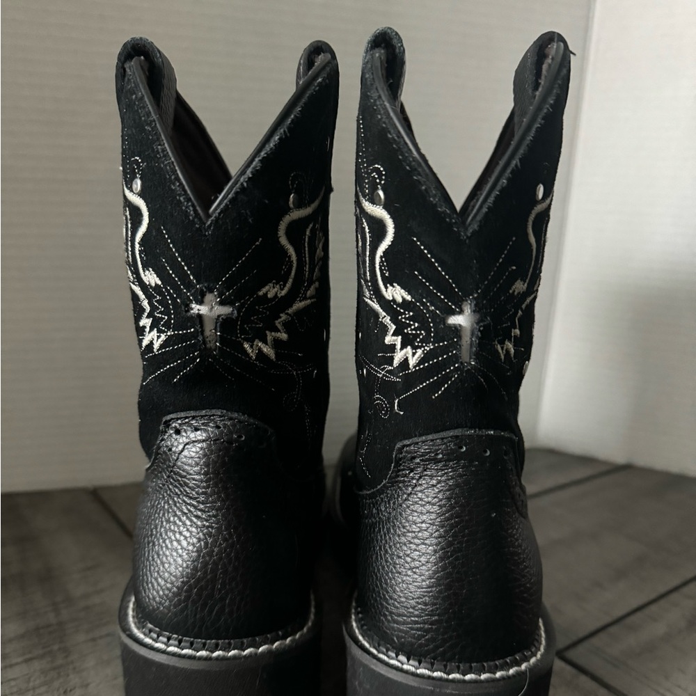Justin Womens Black Mandra Western Boots 8